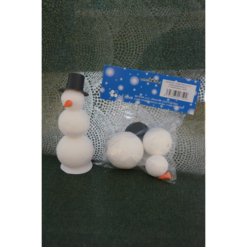 Komponenty k výrobě sněhuláka z buničiny 5 cm, 4,5 cm, 4 cm