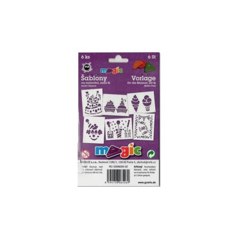 Šablony Magic - sada Q - Oslava 6 ks 8026