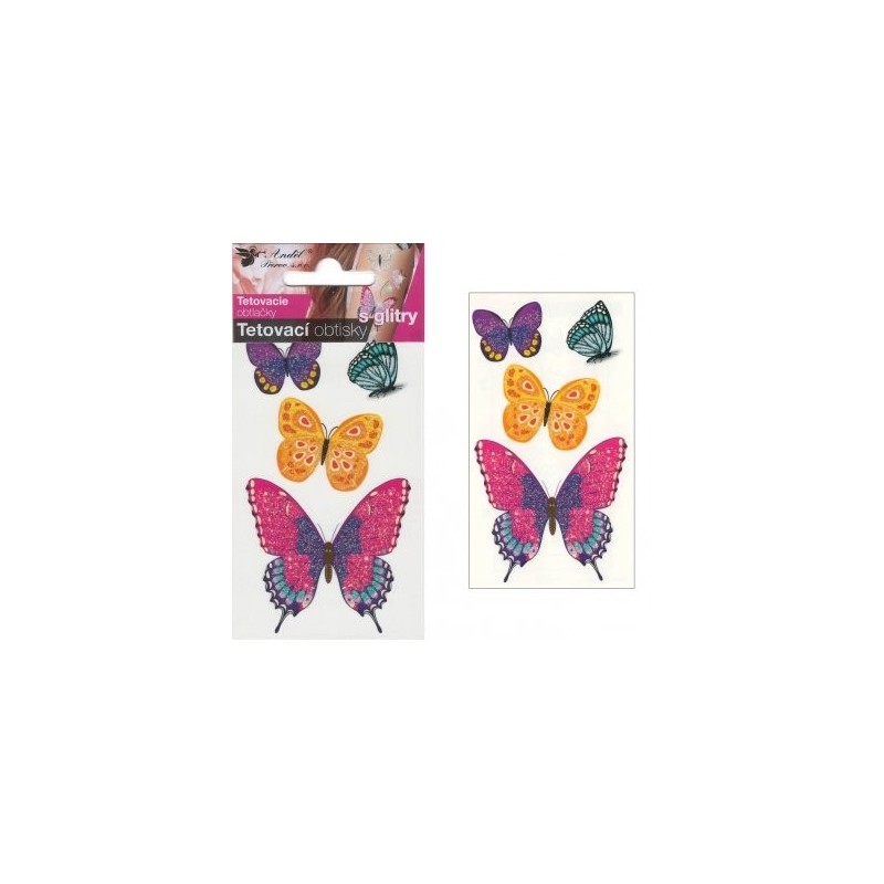 Tetovací obtisky s glitry 10,5x6 cm-