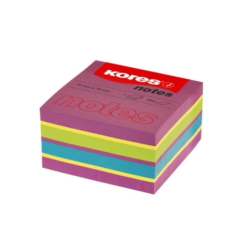 Blok samolepicí Kores Cubo Spring neon 75 x 75 mm/ 450 listů