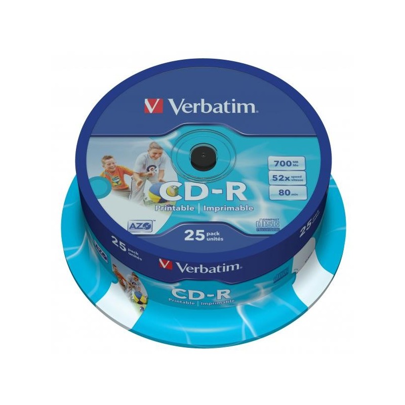 CD -R VERBATIM potisknutelné, cake box, 52x, 25 ks