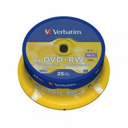DVD +RW Verbatim 4,7GB, 4x, spindl 25ks