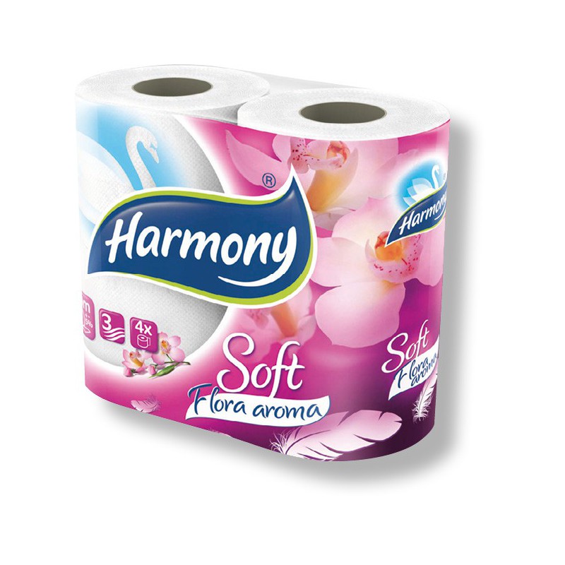 Papír toaletní Harmony Soft aroma 160 útržků 3 vrstvý bílý / 4 ks