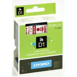 Páska DYMO D1 24mm/7m červená na bílé