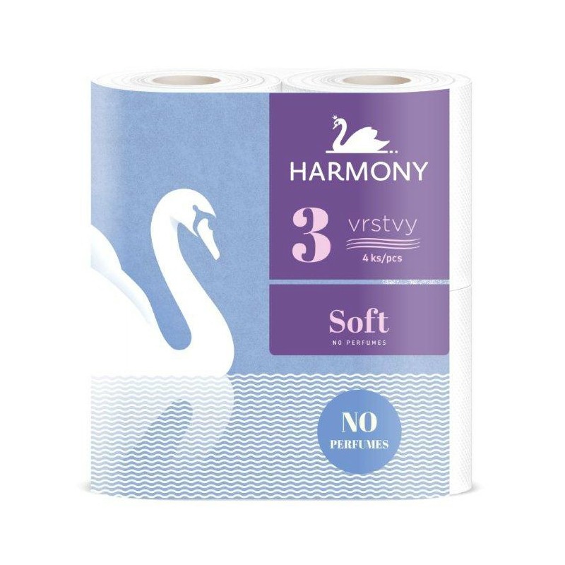 Papír toaletní Harmony Soft 160 útržků 3 vrstvý recykl bílý / 4 ks