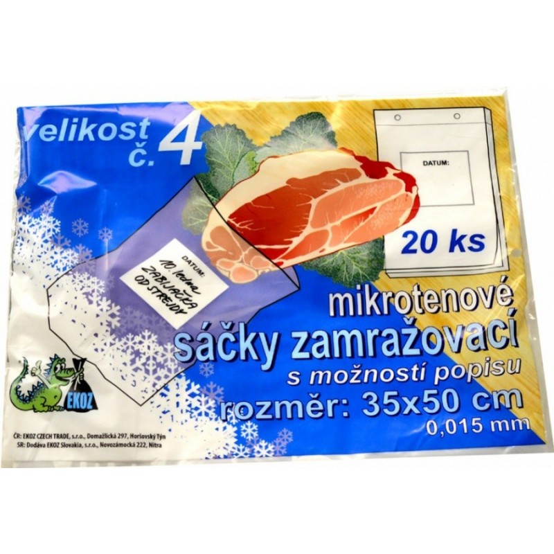 Sáček zamrazovací č.4 transparentní 350 x 500 / 20 ks, 15 mic