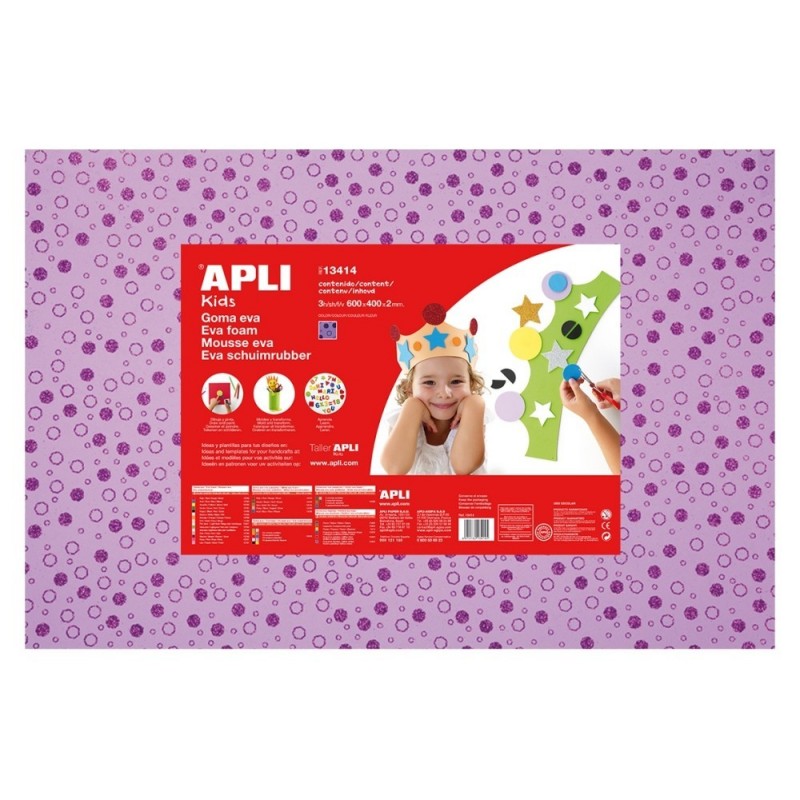 Pěnovka APLI 600x400x2 mm s potiskemi fialová - kruhy/3 listy