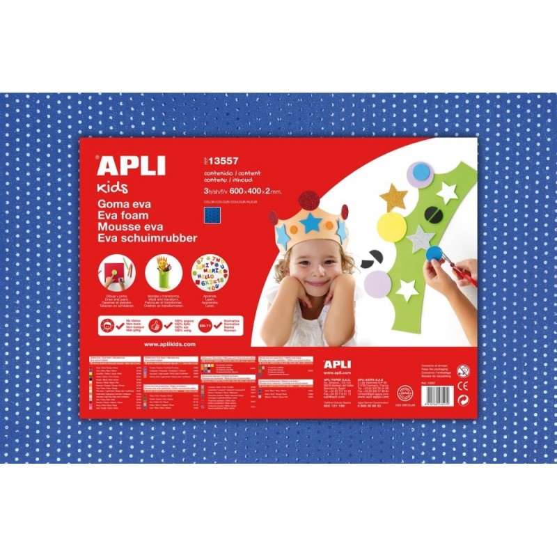 Pěnovka APLI 600x400x2 mm s flitry modrá/3 listy