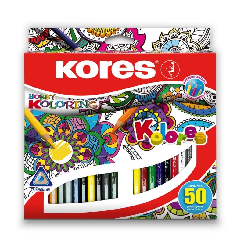 Pastelky Kores trojhranné 50 ks Mandalas pro antistres. omalovánky