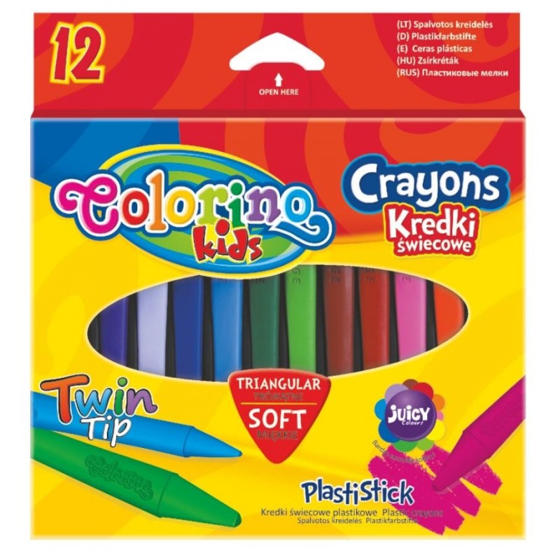 Pastelky voskové Colorino trojhranné  12 barev Plastistick