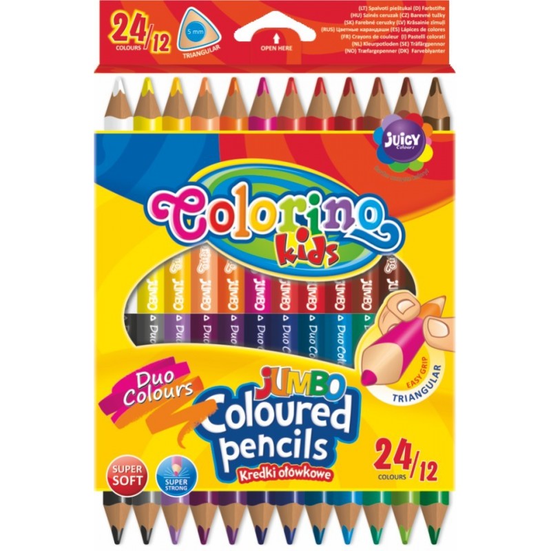 Pastelky trojhranné Colorino JUMBO oboustranné 12 ks, 24 barev